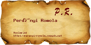 Perényi Romola névjegykártya